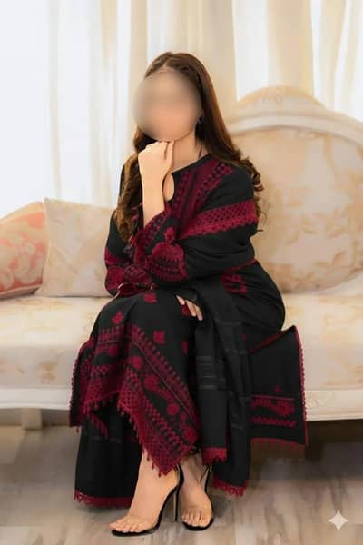 black Red Embroidered 3 piece Eid wedding suit
