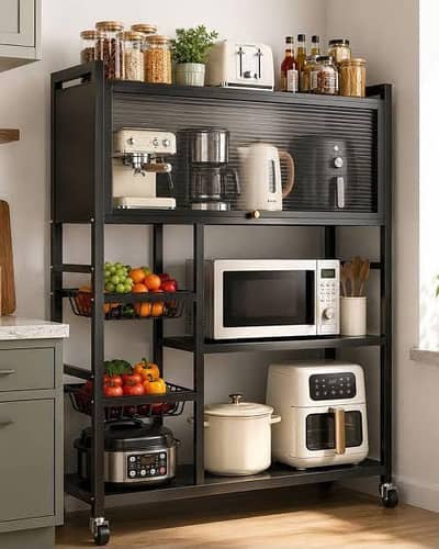 *Heavy Duty Rustproof Kitchen Organizer with Cabinet and Wheels* 
