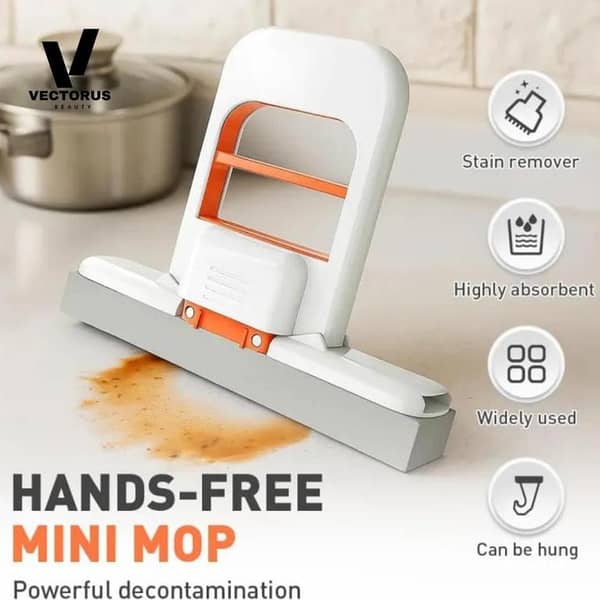 One-Hand Press Mini Foldable Desktop Mop Self Wringing | Portable Sponge Mop for Kitchen Bathroom Glass Table, Mini Foldable Desktop Mop, Mini Mop for Small Spaces, for Bathroom and Kitchen