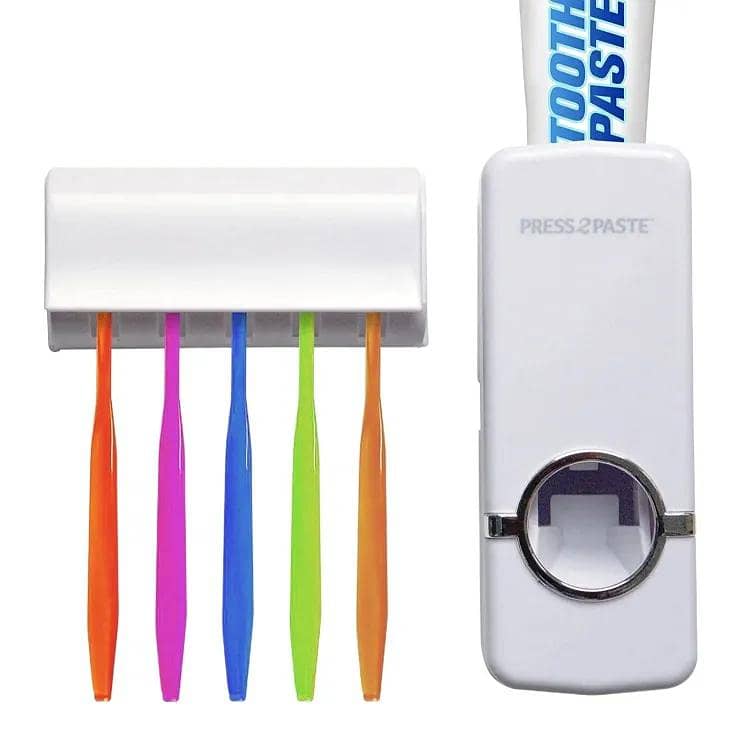 Automatic Toothpaste Dispenser & Toothbrush Holder Set 1