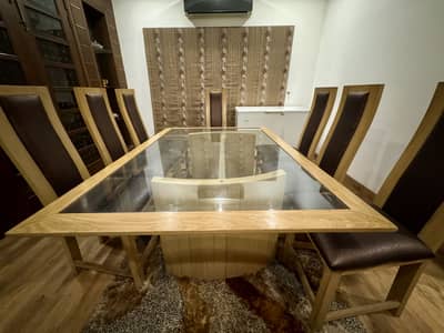 Wooden Dining Table set with 8 Wooden Chairs
