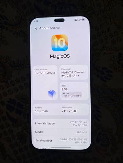 honor 400 lite 8+8 ram 256 rom pta aprove