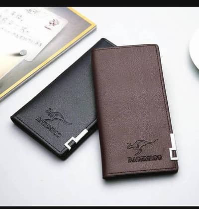 Men's PU Leather Bi-Fold Wallet Black Brown Slim