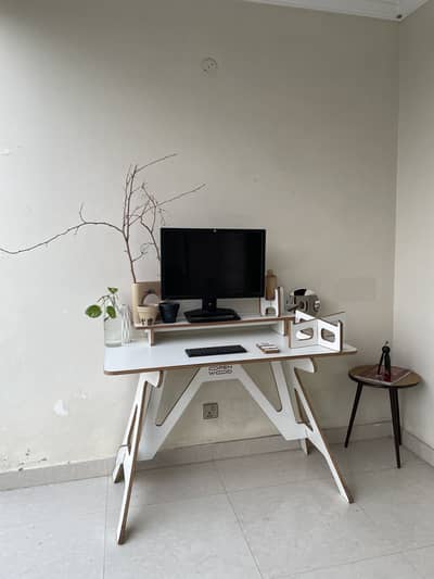 Wooden Built-In Desk | Console | XL Monitor Stand | Computer Table
