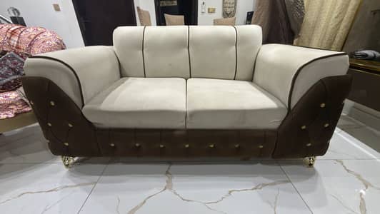 3+2+1 Sofa Set | Premium Fabric | Brown & Cream | Excellent Condition