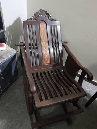 Wooden Easy Rocking / Relaxing Chair – Carved Solid Wood