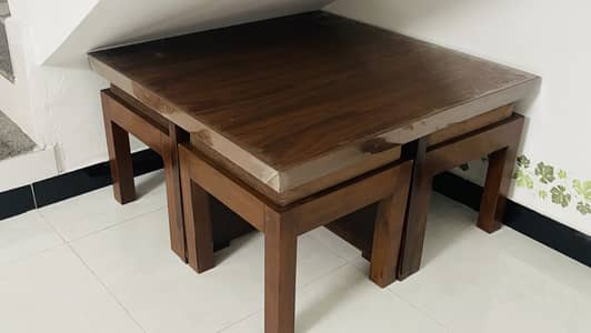 4x4 center table with nested stools