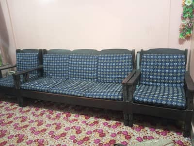 Solid Wooden 5-Seater Sofa Set