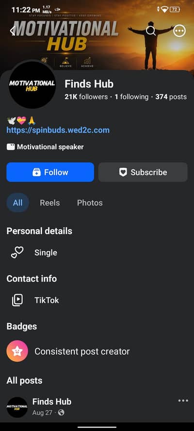 Facebook Usa premium Page available also TikTok