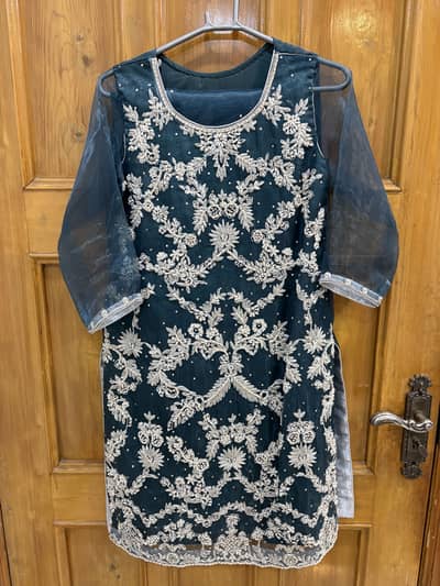 Teal Heavy Silver Embroidered Formal | Wedding Wear | Worn Once