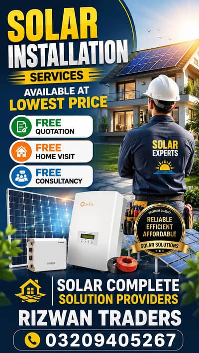 SOLAR INSTALLATION SERVICES AVAILABLE AT LOWEST PRICES
