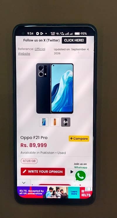 OPPO F21 Pro 8GB + 8GB RAM | 128GB | Black | Pta Approved