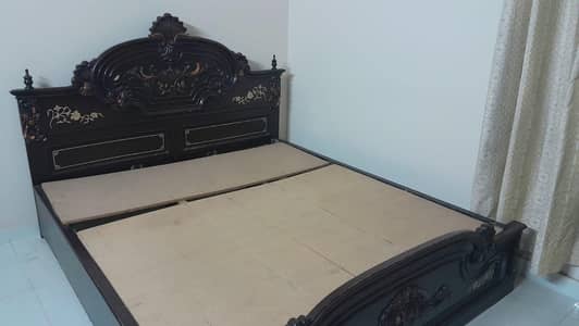 King size wooden bed with Dresser and Side tables