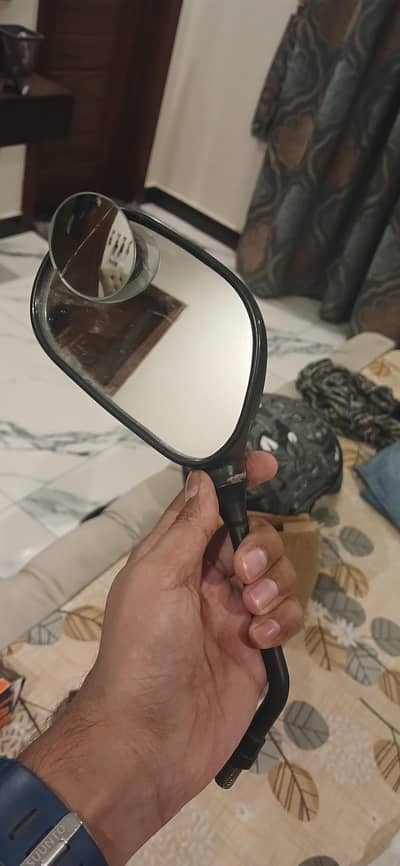 Motorcycle Side Mirrors Yamaha with Blind Spot Mini Mirrors Attached