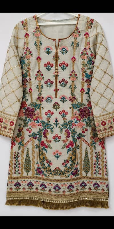 Beautiful cream embroidered 3 piece suit.