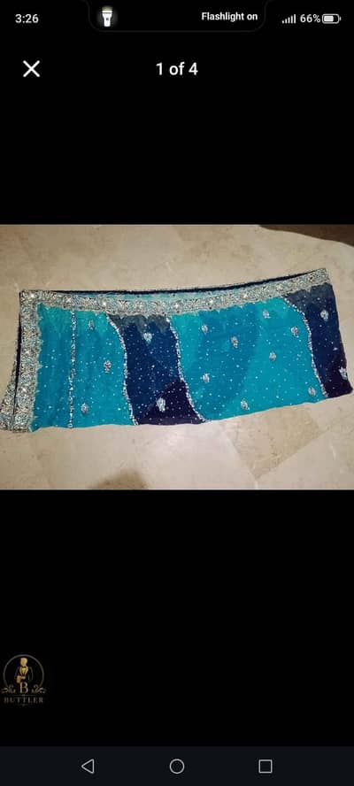 beautiful ferozi & royal blue party wear 3 piece