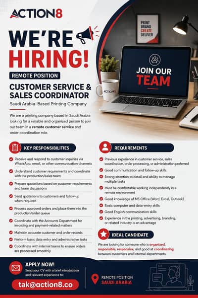 Customer Service and Sales Coordinator