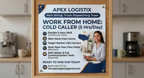 WE ARE HIRING: COLD CALLER & DISPATCHER  Apex Logistix is expanding