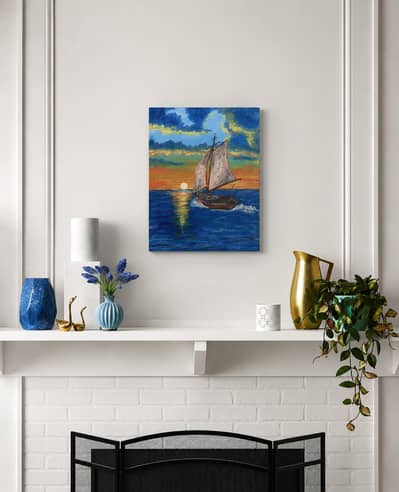sunset sailboat seascape 