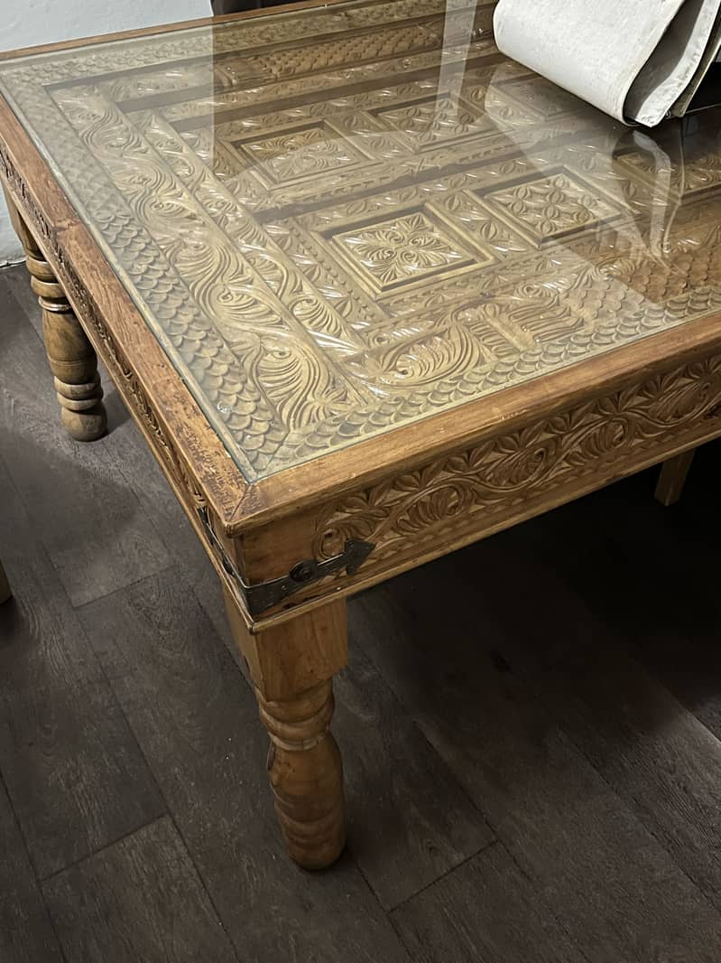 Solid Wood Dining Table Hand Carved 1