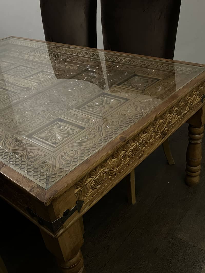 Solid Wood Dining Table Hand Carved 2