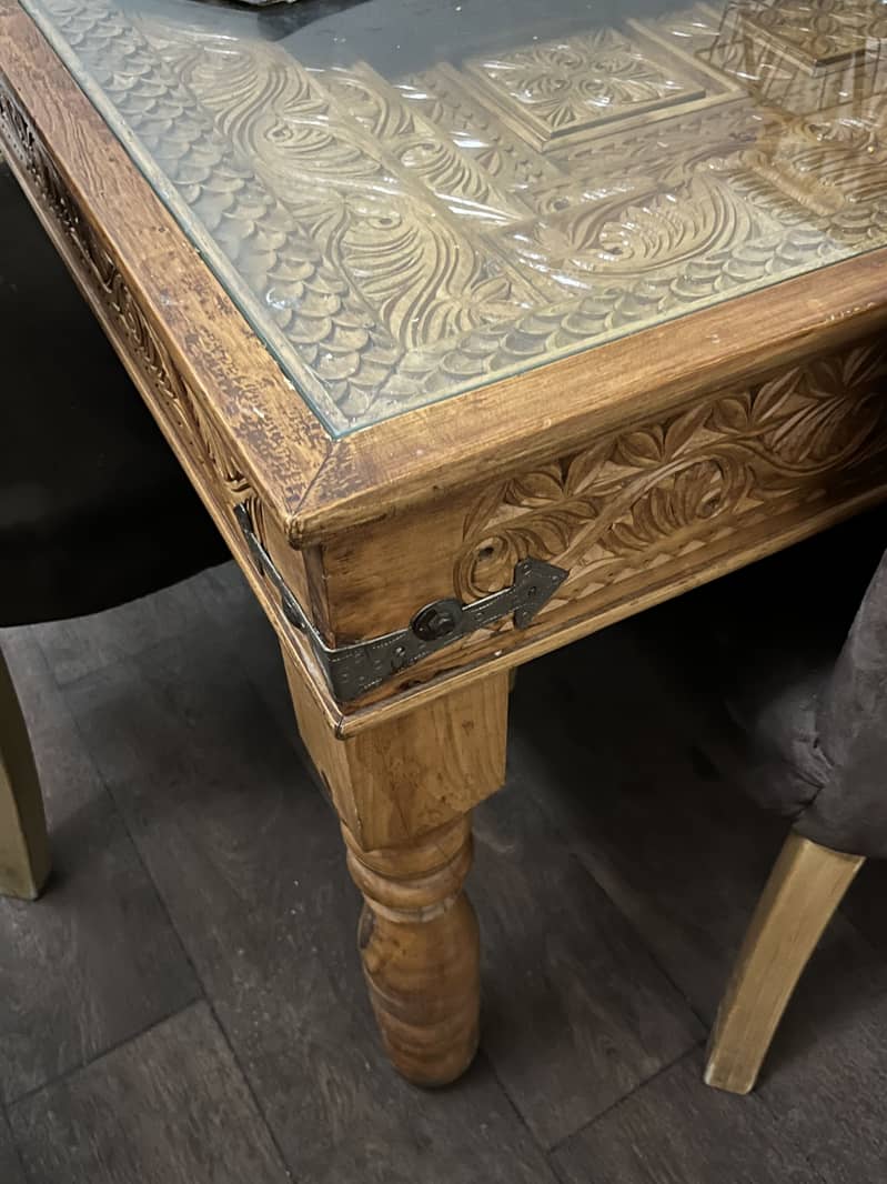 Solid Wood Dining Table Hand Carved 3