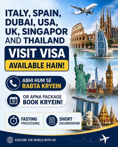 We provide visit visa assistance for Italy, Spain, Dubai, USA, UK,
