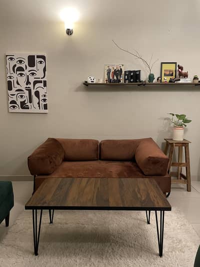 Wooden Coffee/Center Table with Metal Frame – 4x2 Feet