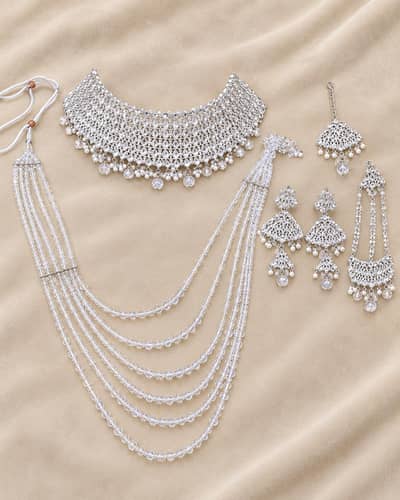 Silver Bridal Jewellery Set with Rani Haar