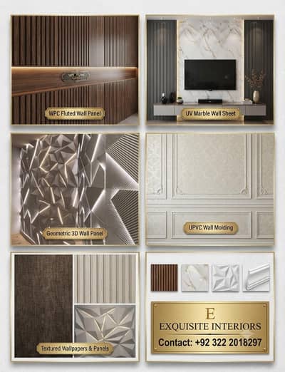Premium Interior Wall Panels | WPC, PU, UV Marble & Wall Moulding