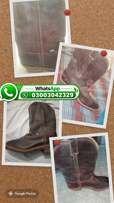 Antique Chippewa Hand Made USA Mens Brown Leather Western Cowboy Boots