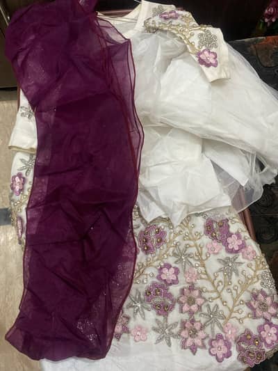 White Multi color Maxi Dress / Party Wear / urgent sale complete set