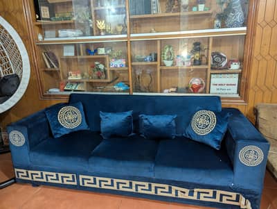 Beautiful Blue Velvet Sofa Set | 3+2+1 | Royal Design