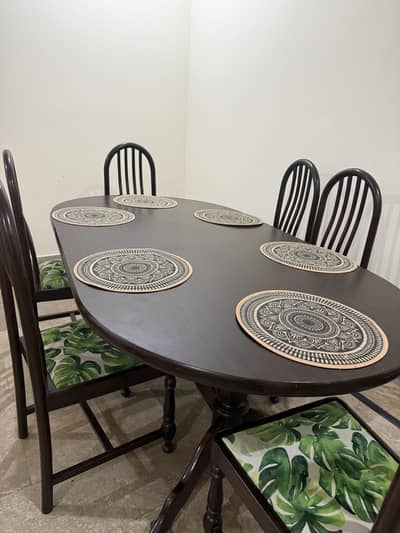 6-Seater Solid Wood Dining Table with Chairs