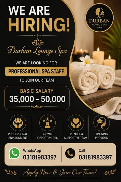 Required Female Staff For Spa