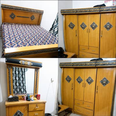 Complete Bedroom Set – Bed, 4 Door Wardrobe & Dressing Table
