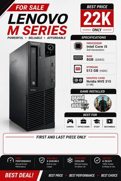 Lenovo ThinkCentre i5 Desktop PC 8GB 512GB HDD