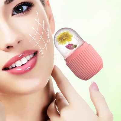 Hydrated Ice Roller pink Ribbed with flower some