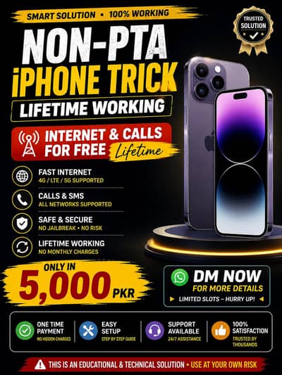 Non Pta Iphone Trick Lifetime working Internet and calls for Free