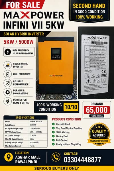 MAX Power 5 KW Hybrid Inverter in excellent condition