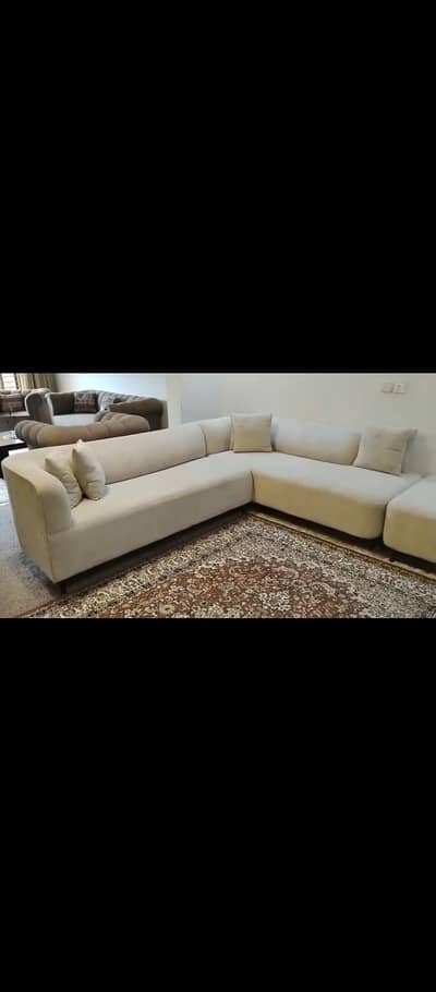 Modern L - shaped corner sofa set 6 + seater - beige