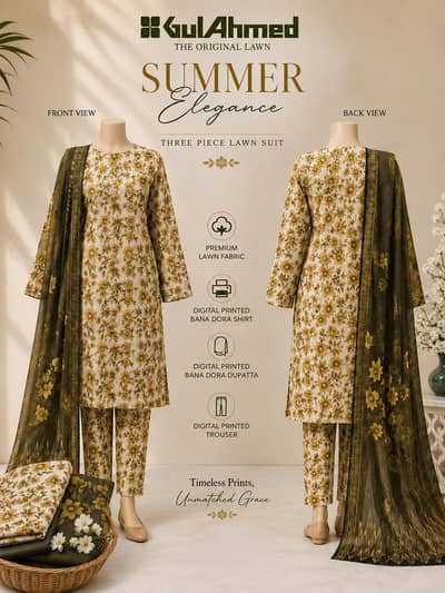 Premium Green 3 Piece Lawn Suit