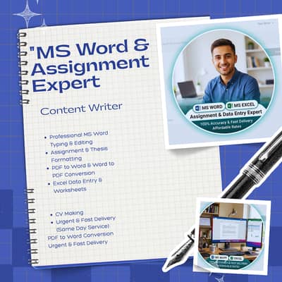 MS Word Typing & Data Entry Services | Assignment Writing