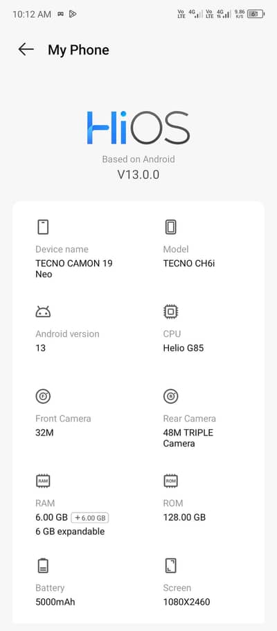 Tecno CAMON 19 Neo