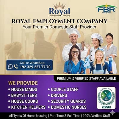 House maids,Helper, Baby Sitter, Chef, Home Cook, Patient Care, Driver