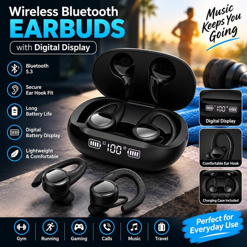 Wireless Bluetooth Earbuds with Digital Display  0