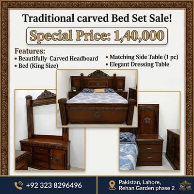  Traditional Carved Wooden Bed Set Sale! 