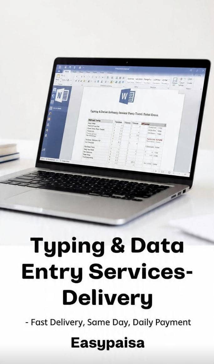 typing and data entry . payment with easypaisa 0