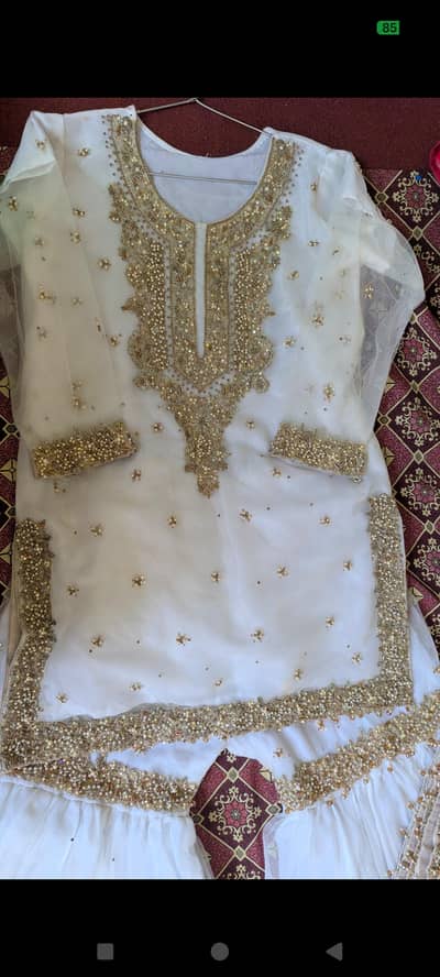 Bridal Garara Suit | Nikah & Wedding Wear | Off White