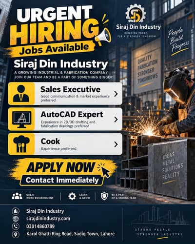 Urgent Sales Executive, Autocad Drafted, Cook
